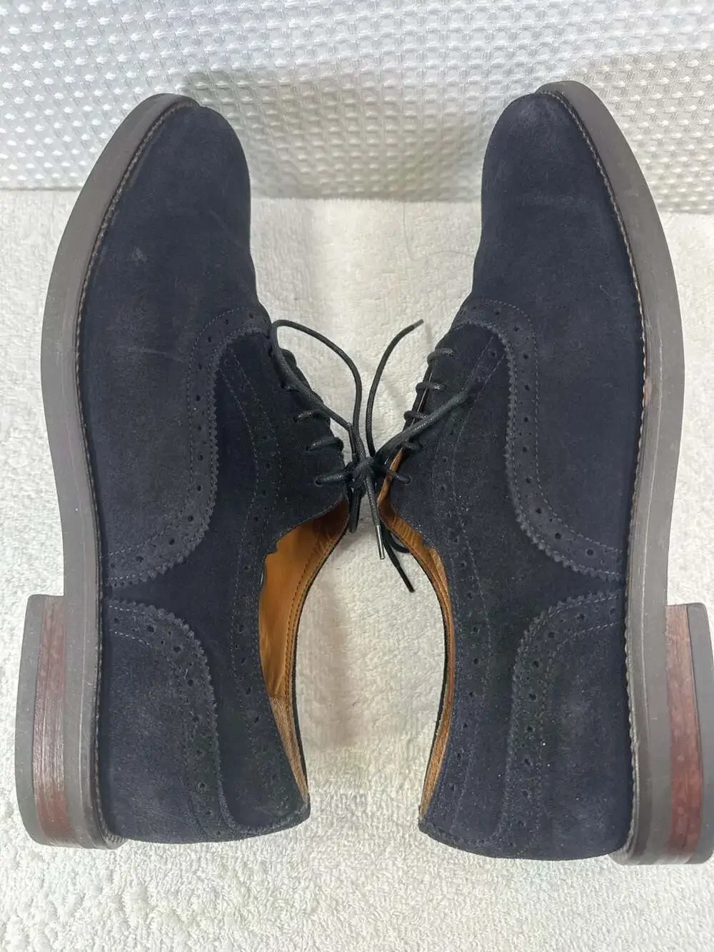 Massimo Dutti Black Suede Brogue Oxford Shoes Size 44